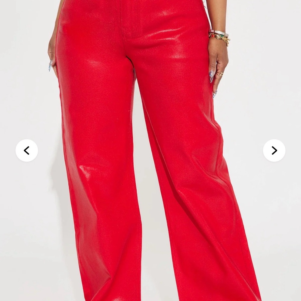 Bold Assumptions Red Baggy Coated Jeans